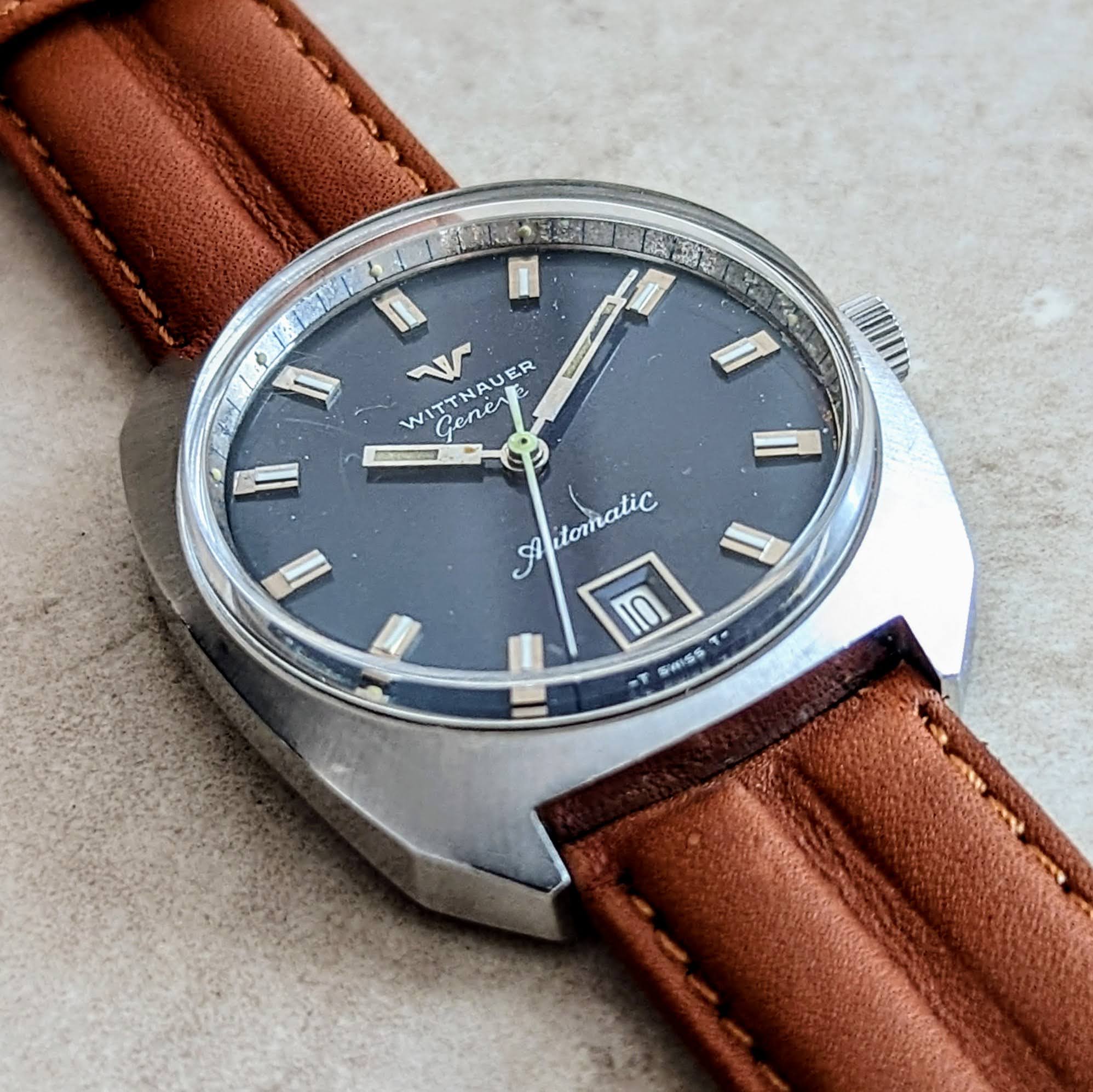 WITTNAUER Geneve Automatic Watch Date Indicator Cal. C11KAS-2 Swiss Wristwatch