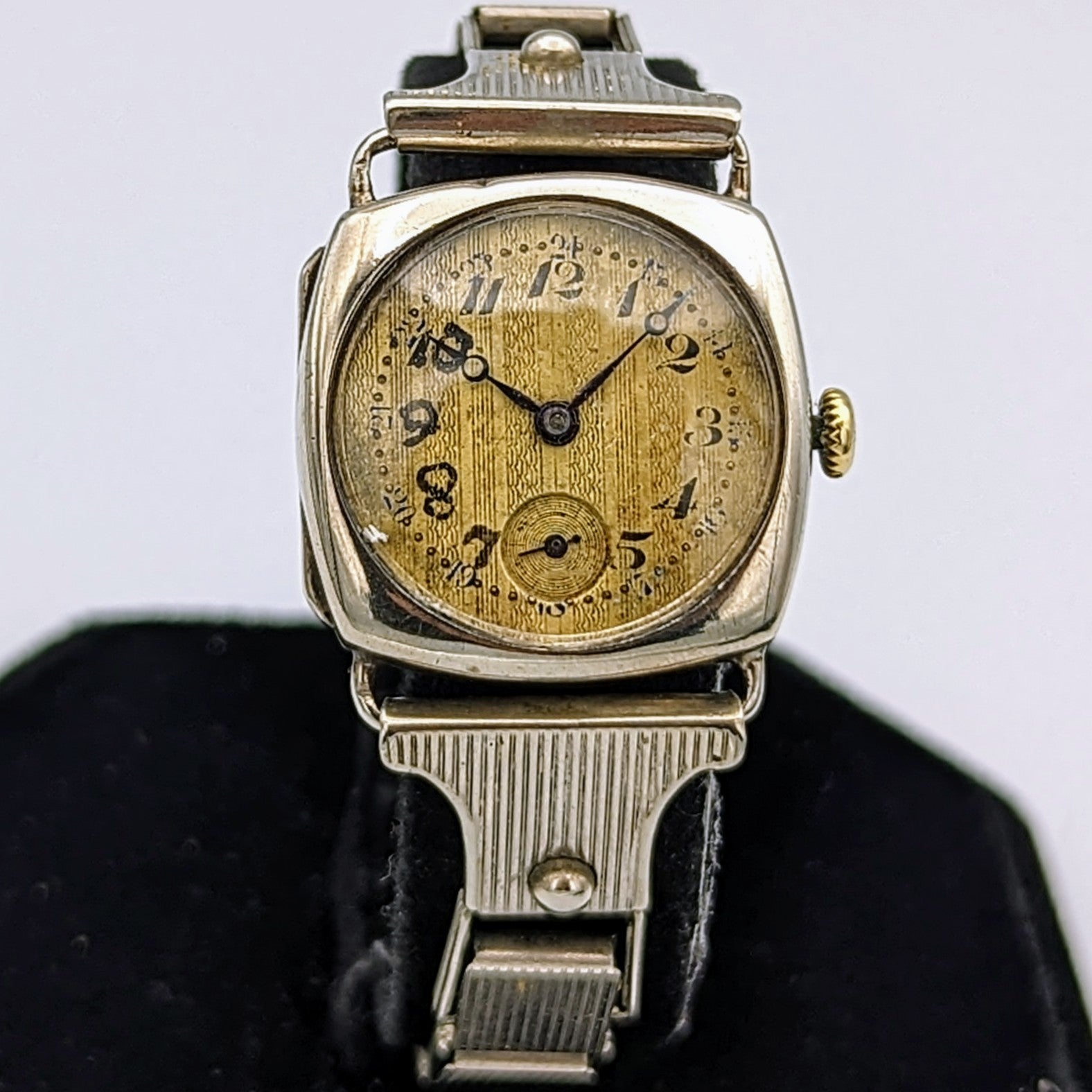 Vintage BREVET Wristwatch Guilloche 24 Hour Dial Sub Second Vintage Bracelet Watch