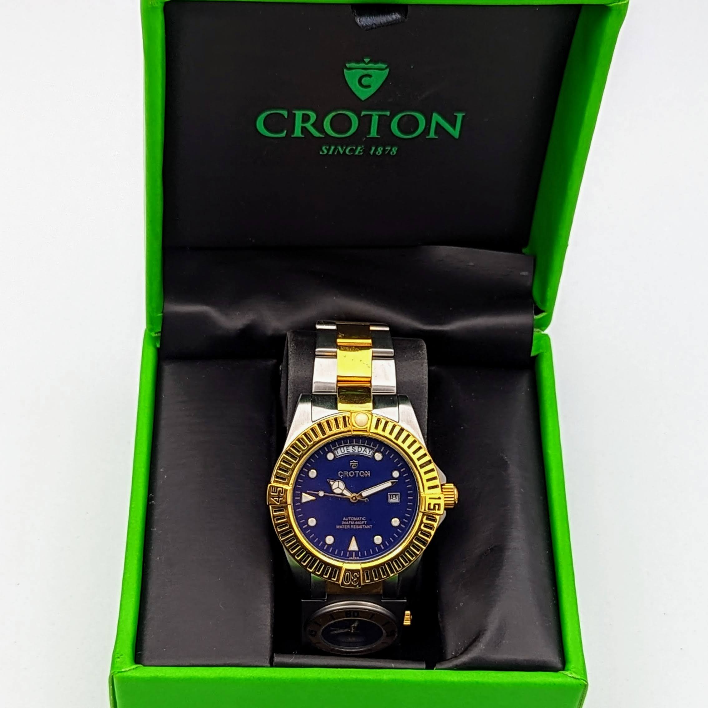 CROTON Wristwatch Two Time Zone Automatic and Quartz with Day Date Watch