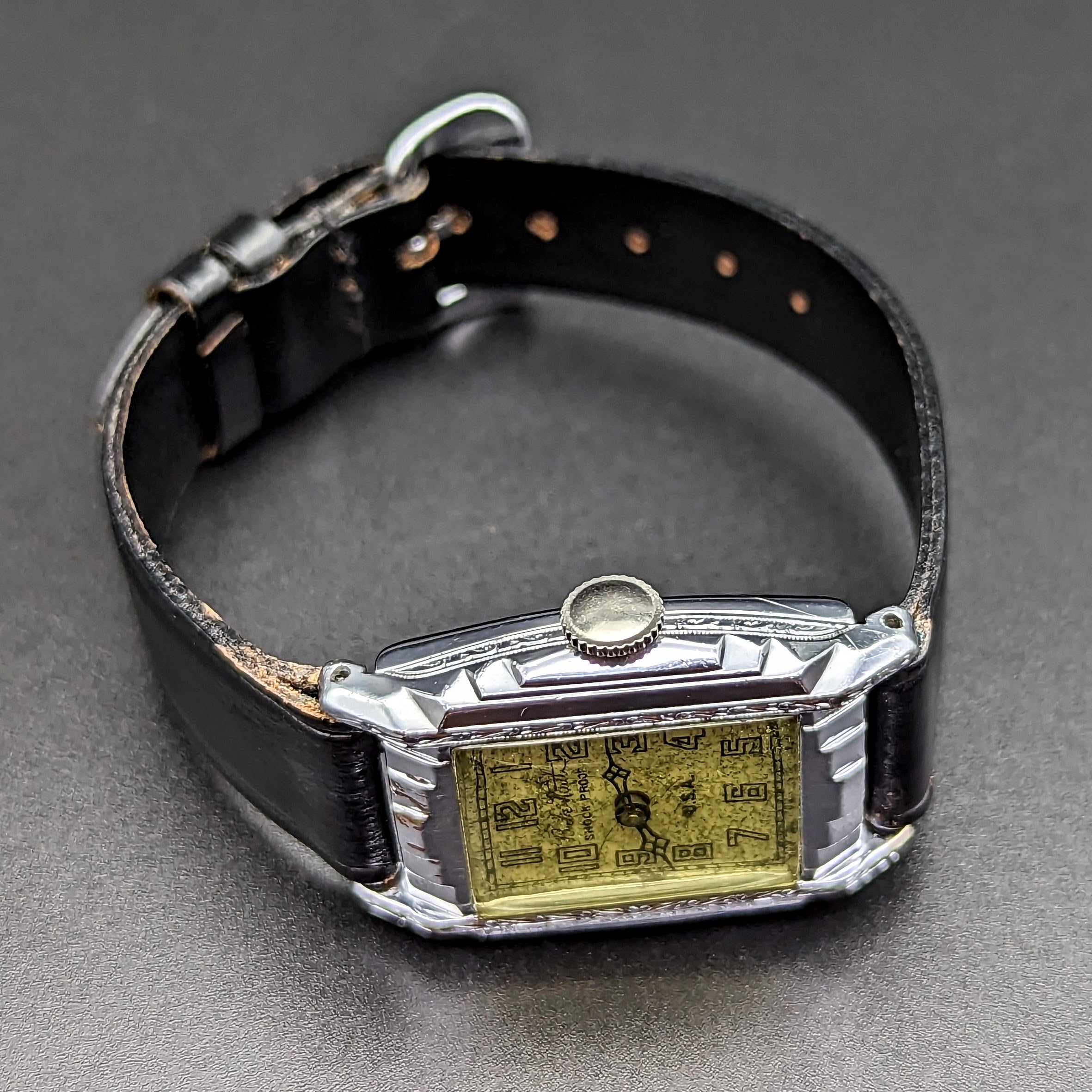 By BENRUS 1929 Babe Ruth Art Deco Wristwatch Shock Proof Adjusted 7 Je ...