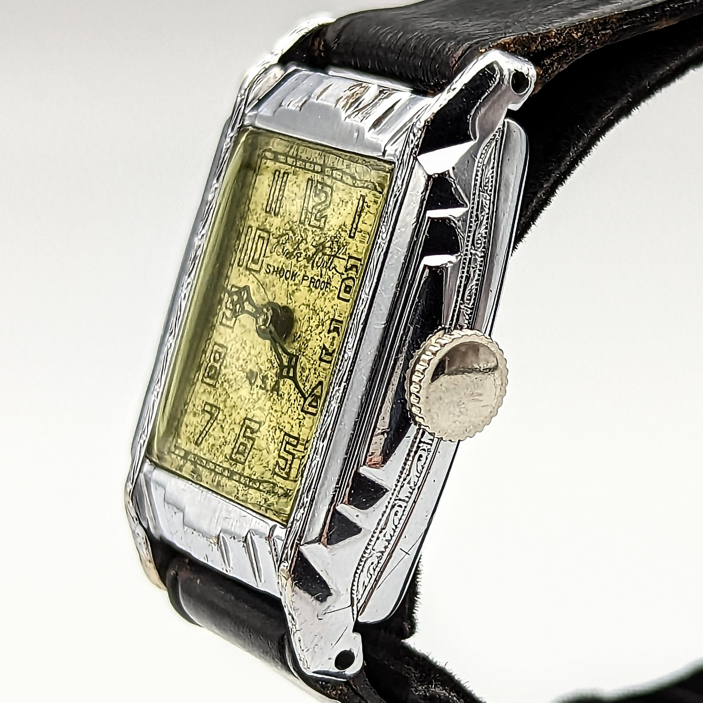 By BENRUS 1929 Babe Ruth Art Deco Wristwatch Shock Proof Adjusted 7 Je ...