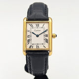 Vintage CARTIER Tank Wristwatch Swiss Caliber ETA 2512 17 Jewels White Dial Watch Great Condition