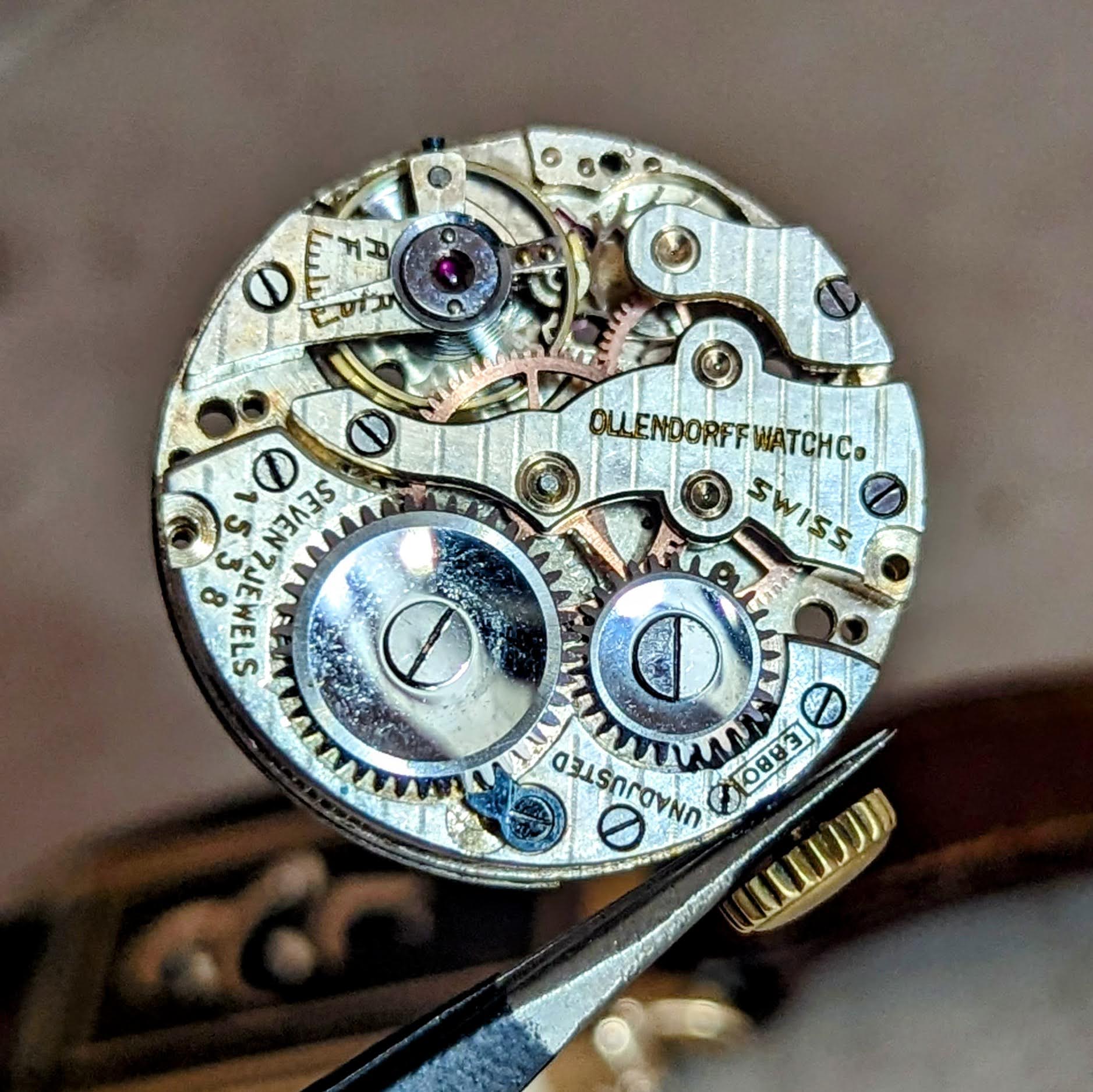 OLLENDORFF Jump Hour Wristwatch Vintage Digital Watch Swiss Made 7 Jewels