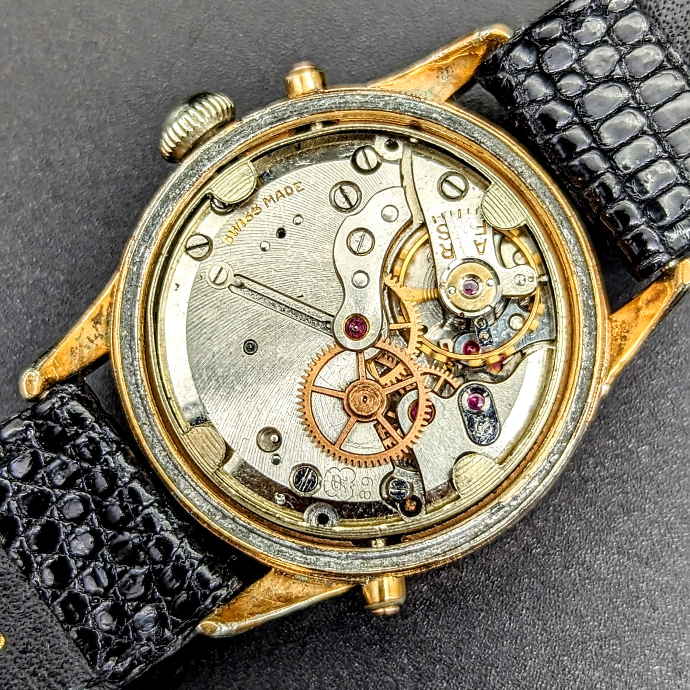 1940s TINKER Triple Calendar Moon Phase Wristwatch Cal. VALJOUX 89 Watch