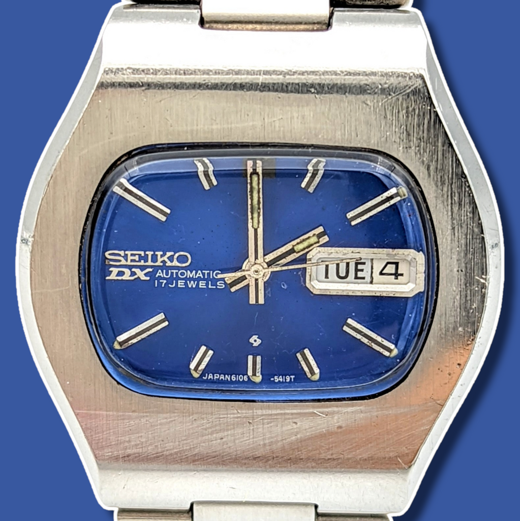 1971 SEIKO DX Automatic Watch Day/Date Indicator Cal. 6106C Hack Mecha
