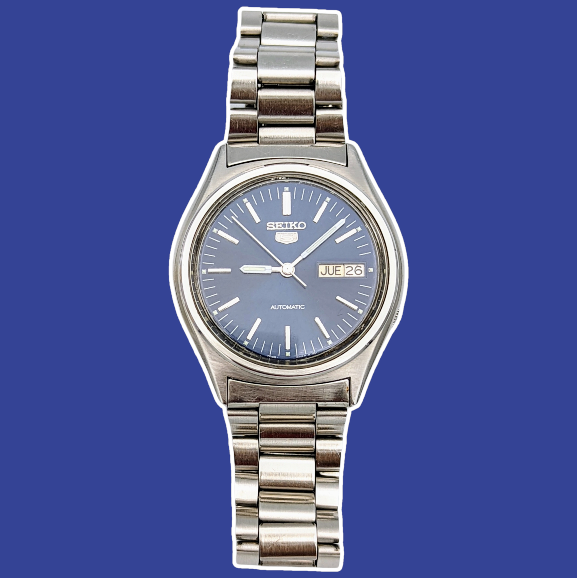 1985 SEIKO 5 Automatic Watch Day Date Indicator SECOND HAND HOROLOGY