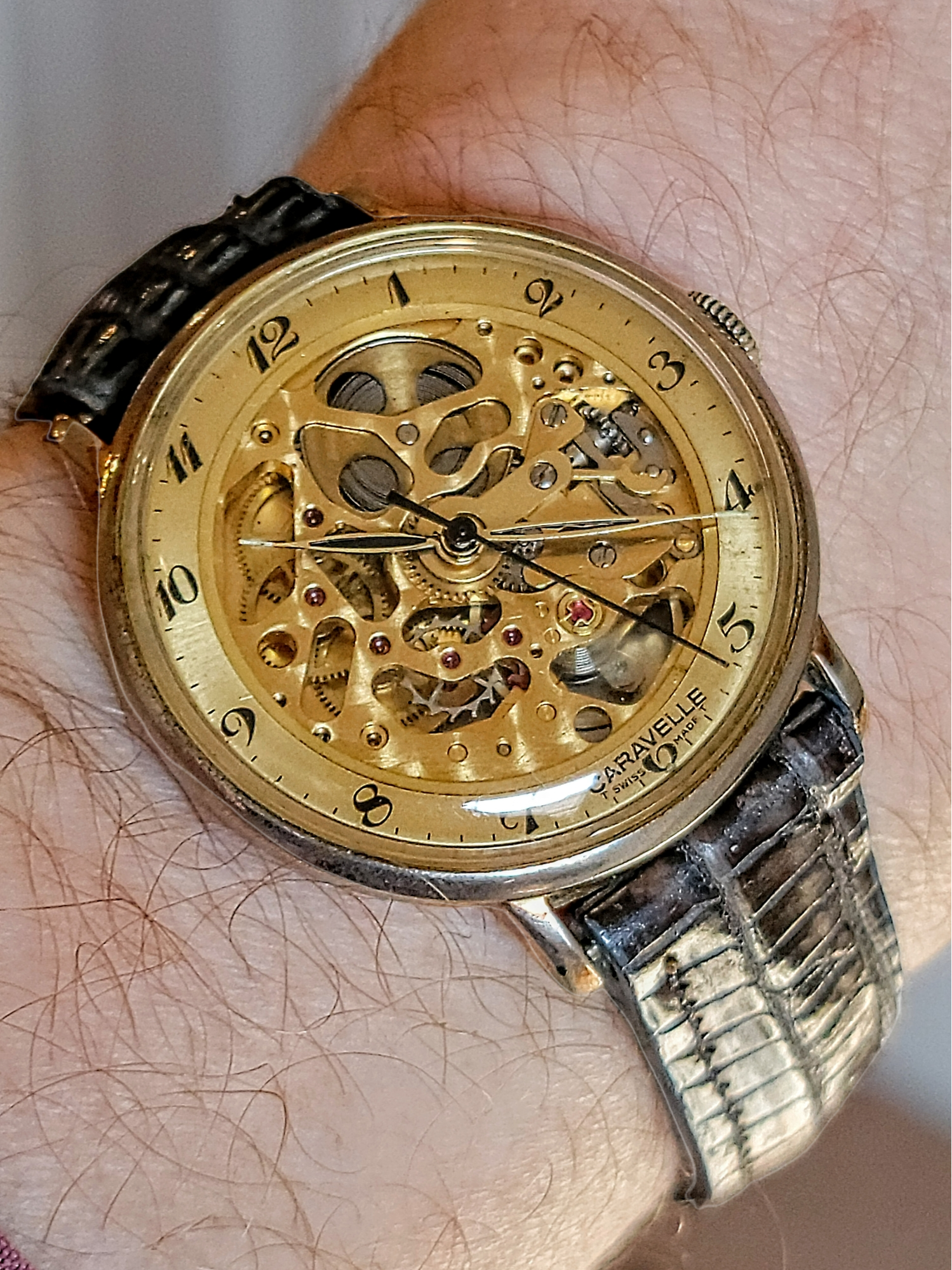 1978 CARAVELLE By Bulova Skeleton Watch 17 Jewels Cal. 1241.50