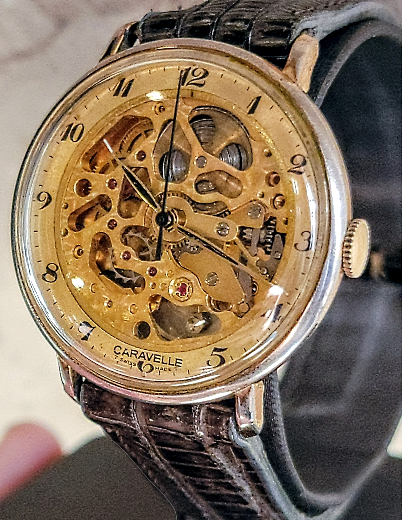 1978 CARAVELLE By Bulova Skeleton Watch 17 Jewels Cal. 1241.50