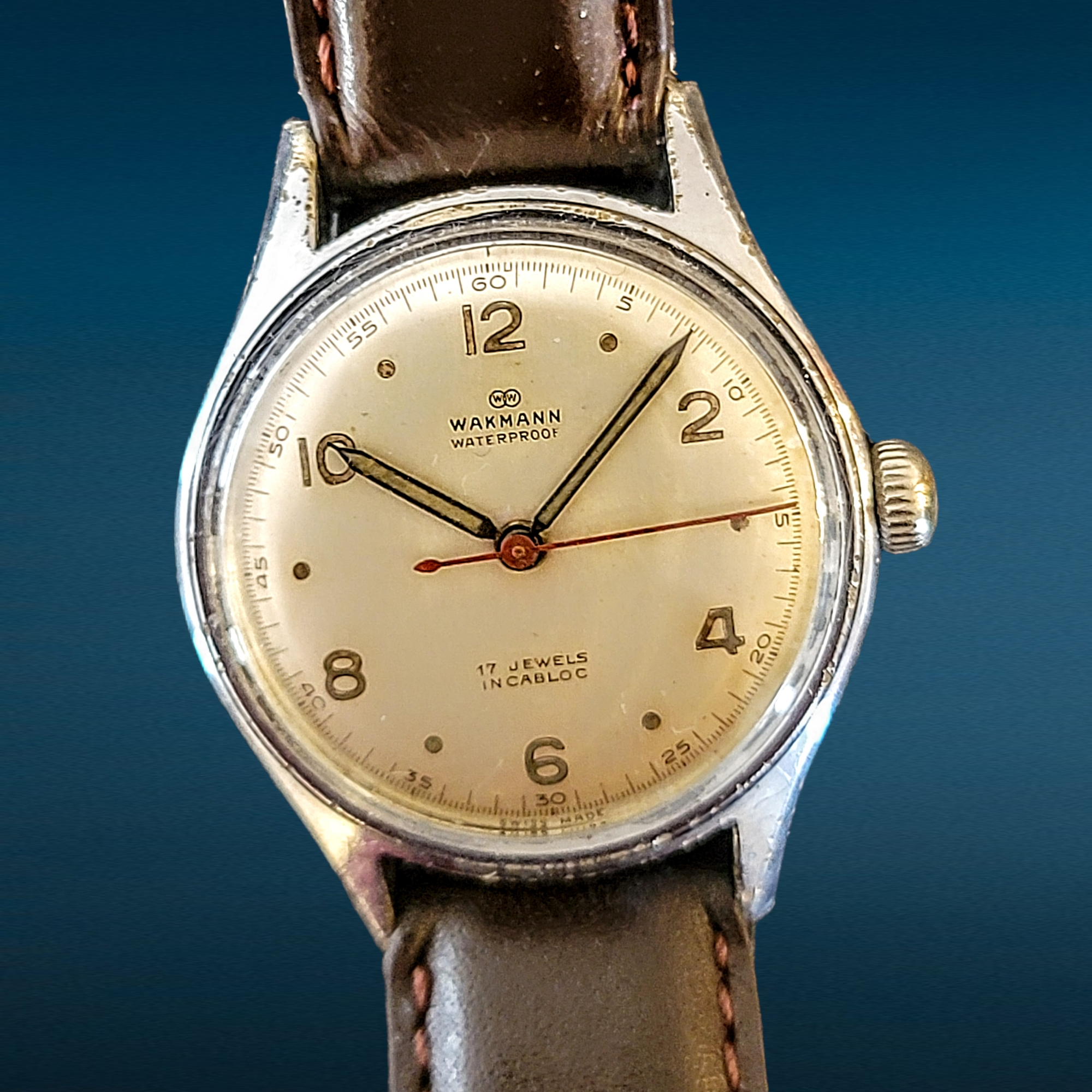 WAKMANN Watch Military Style Cal. BOREL FILS ET Cie. ETA 1080 17 Jewels Swiss