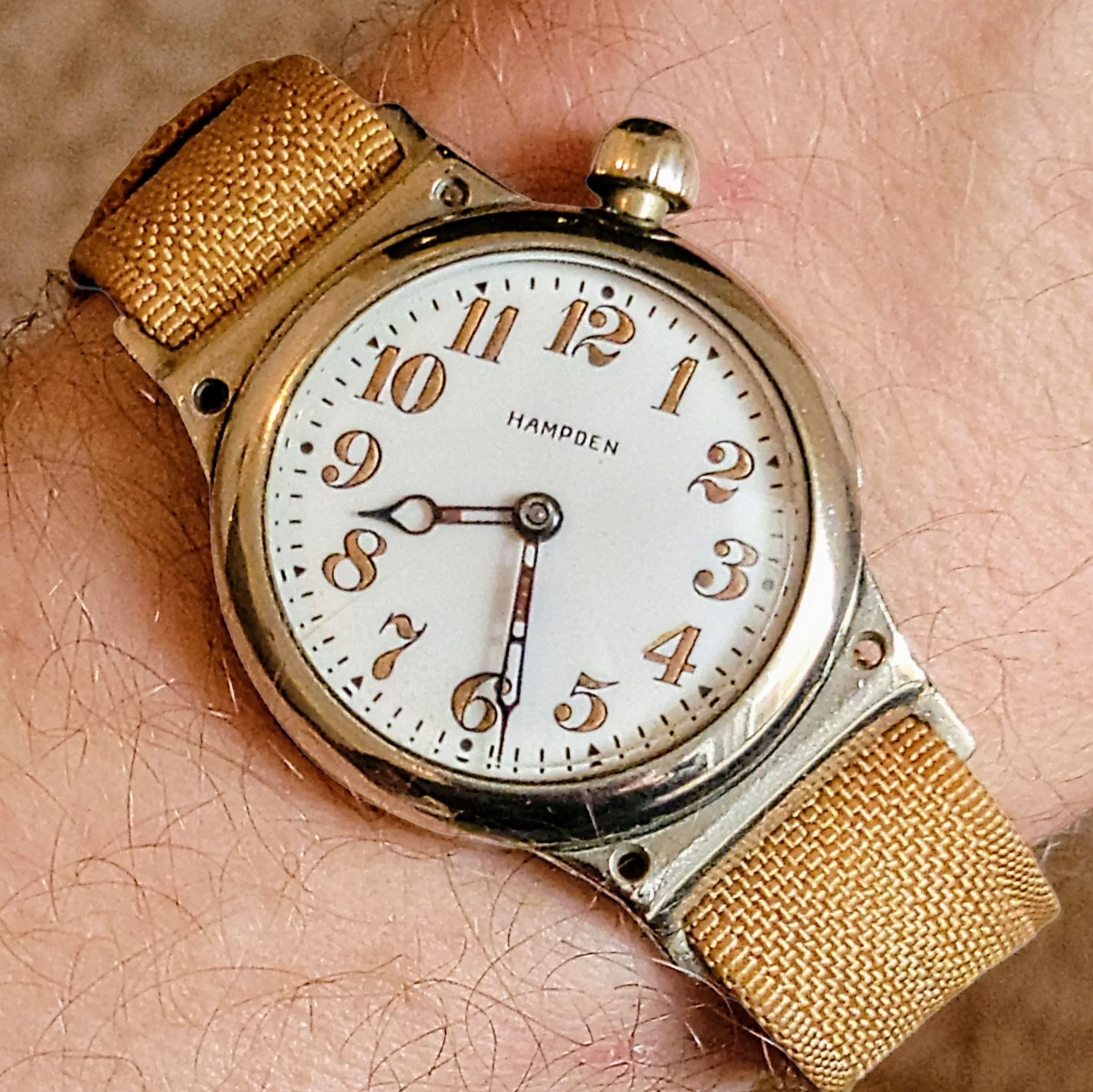 1914 HAMPDEN "No. 400" Trench Watch 15 Jewels U.S. Army Wristwatch