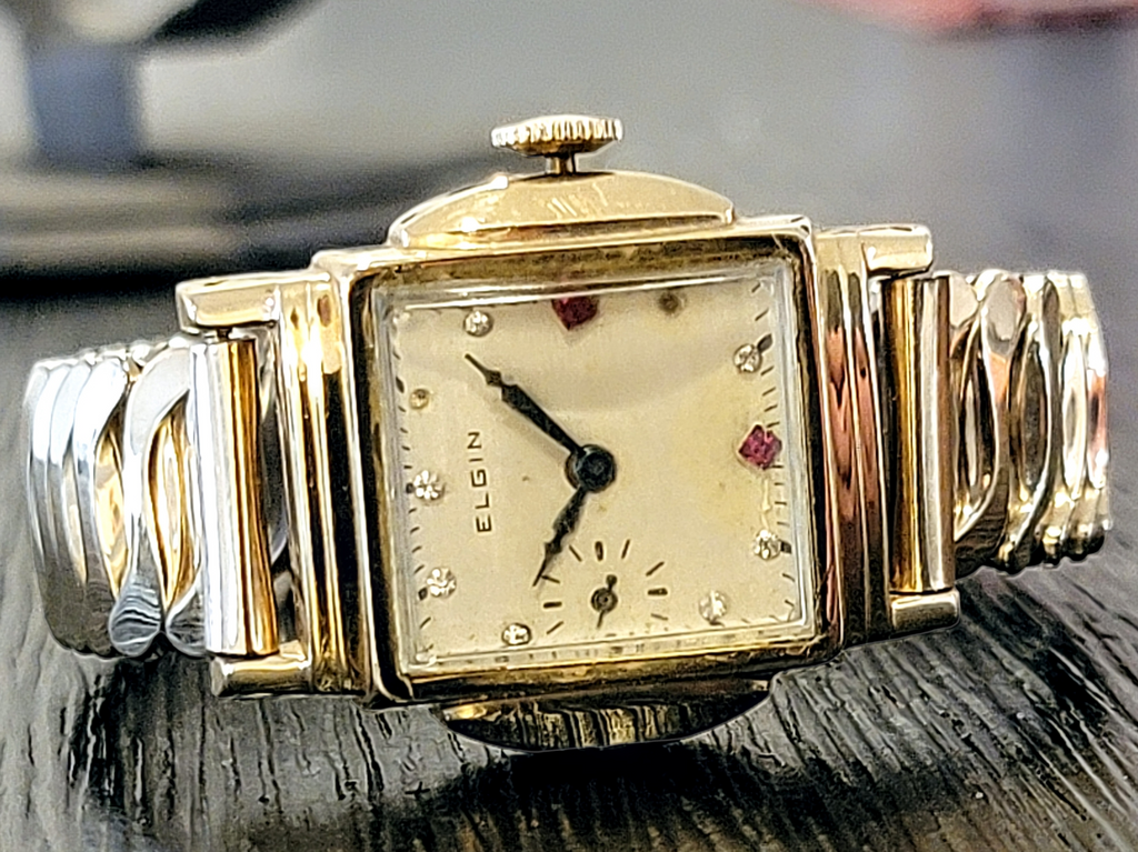 1920 ELGIN Watch Diamond & Ruby Dial Wristwatch Grade 431 U.S.A ...