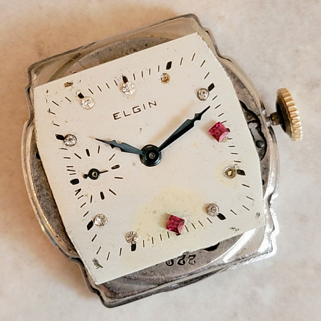 1920 ELGIN Watch Diamond & Ruby Dial Wristwatch Grade 431 U.S.A ...
