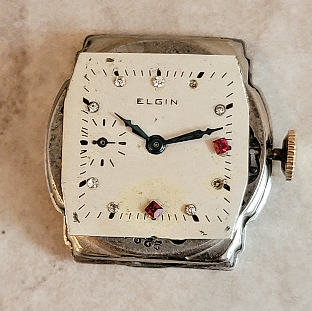 1920 ELGIN Watch Diamond & Ruby Dial Wristwatch Grade 431 U.S.A ...