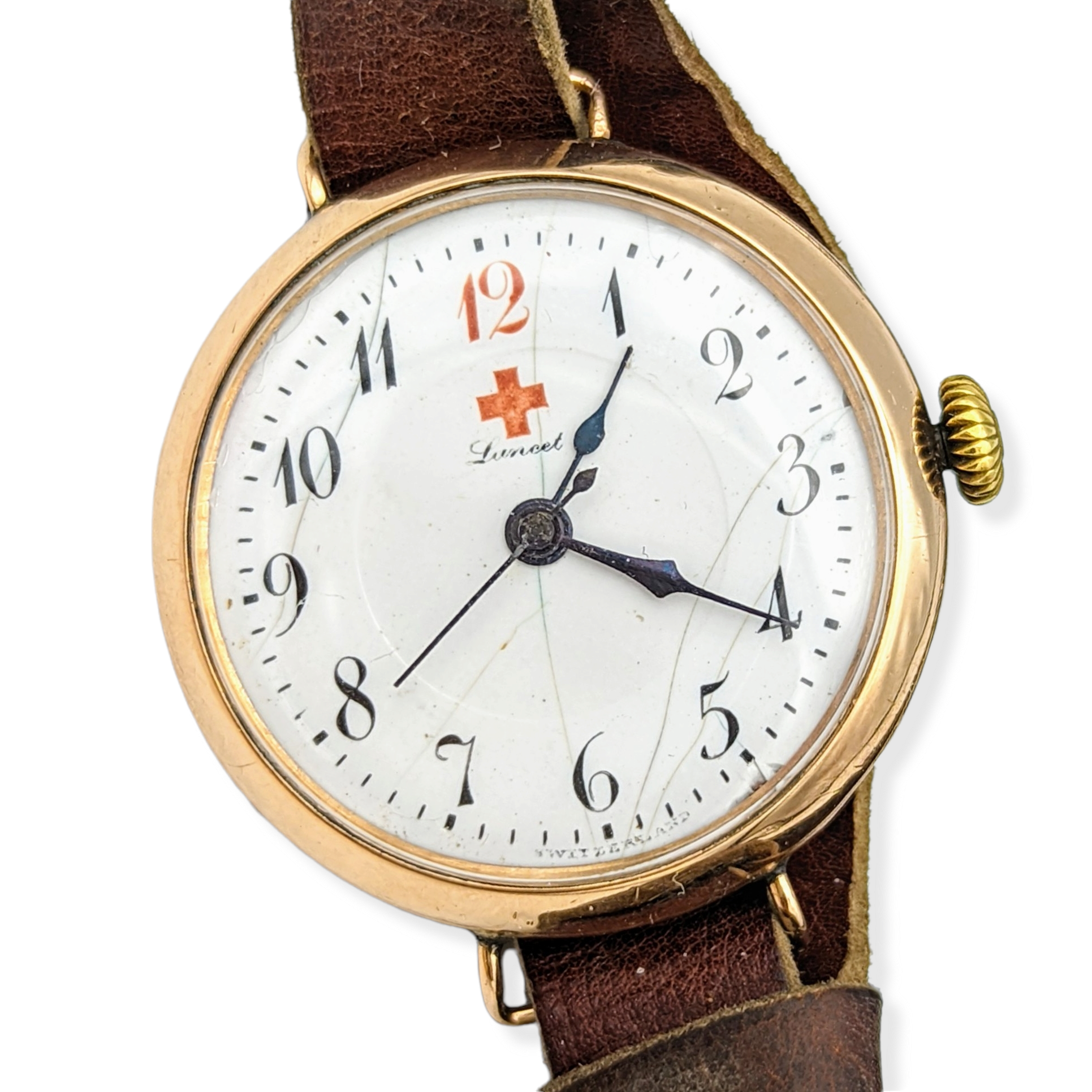 Lancet Red Cross Medical Wristwatch - WWI Trench Watch - REBBERG Movement 7 Jewels