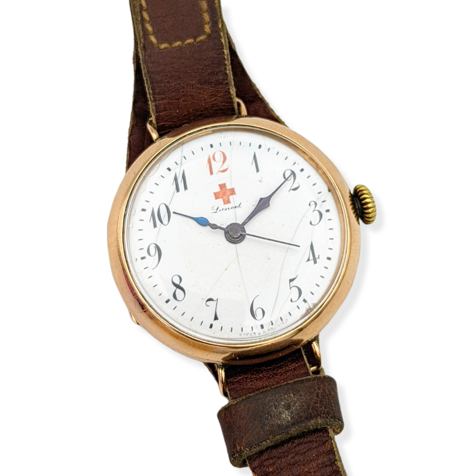 Lancet Red Cross Medical Wristwatch - WWI Trench Watch - REBBERG Movement 7 Jewels