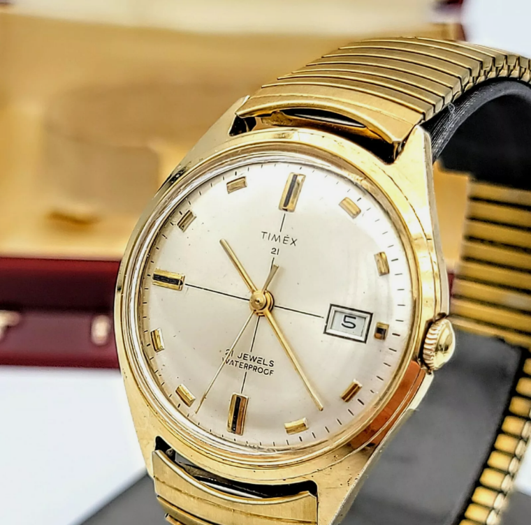 TIMEX 21 Jewels Watch Cal. M75 Original BOX SECOND HAND HOROLOGY