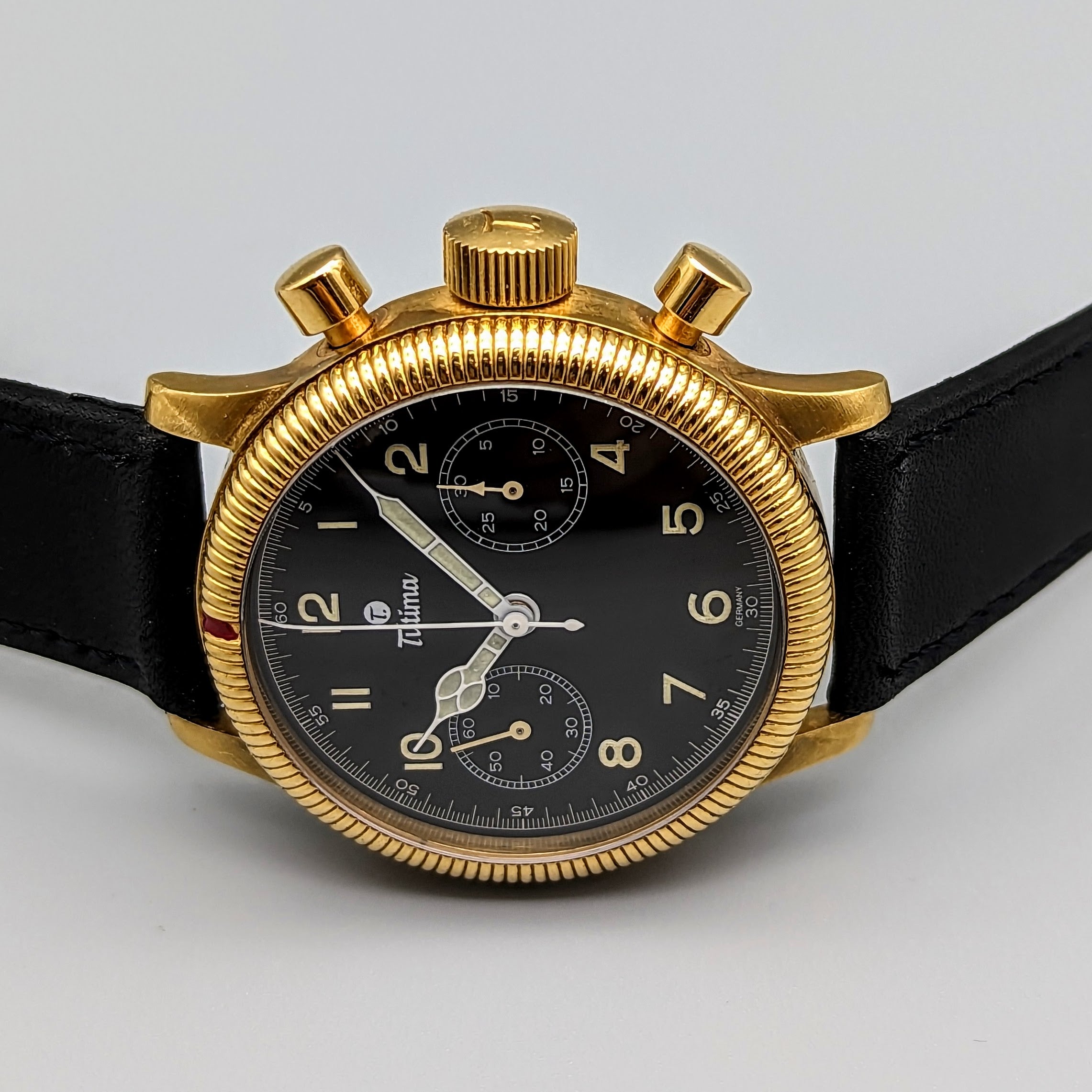 TUTIMA Flieger Chronograph 1941 Wristwatch 18K Yellow GOLD Pilot's Watch Ref. 753-01